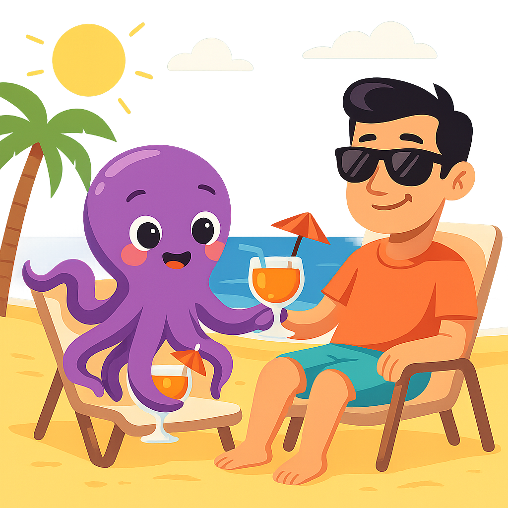 Friendly octopus relaxing on vacation